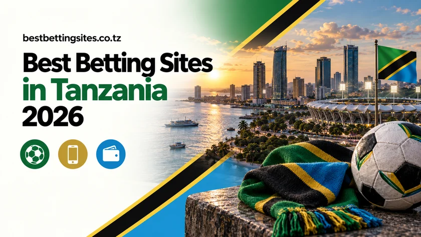 Tanzania football illustration with the national flag and Dar es Salaam waterfront